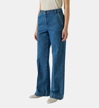 Jean flare California en coton - Soeur - Bleu brut