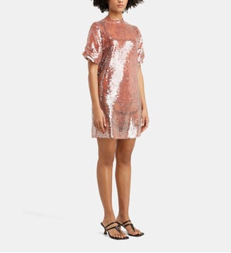 Robe t-shirt à sequins et imprimé fantaisie - Galeries Lafayette - Marron clair