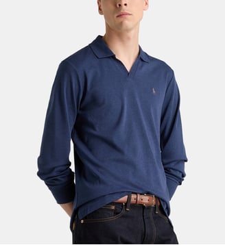 Polo droit signature en coton - Polo Ralph Lauren - Bleu marine