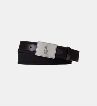 Ceinture en toile de coton plaque siglée - Polo Ralph Lauren - Noir