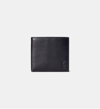 Porte-cartes 2 volets cuir grainé pony - Polo Ralph Lauren - Noir