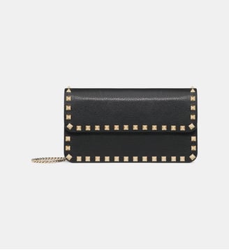 Pochette À Bandoulière Chaîne Rockstud En Veau Grainé - Valentino Garavani - Noir