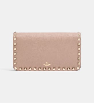Pochette À Bandoulière Chaîne Rockstud En Veau Grainé - Valentino Garavani - Rose poudré