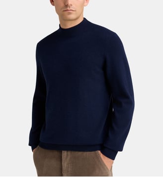 Pull droit Rachmok cachemire - Galeries Lafayette - Bleu marine foncé