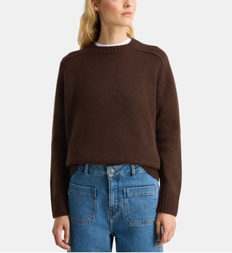 Pull droit Turbigo laine - Galeries Lafayette - Marron chocolat