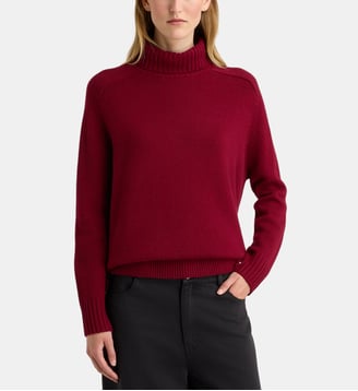 Pull droit Trudaine col roulé laine - Galeries Lafayette - Rouge grenade