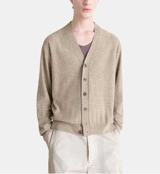 Cardigan droit en laine mélangée mixte - Lemaire - Beige et blanc