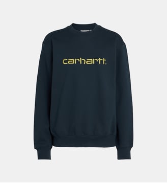 Sweat droit signature molletonné - Carhartt WIP - Bleu marine et vert