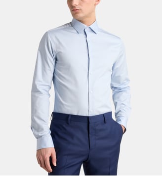 Chemise slim Msatine coton bio - Galeries Lafayette - Bleu clair