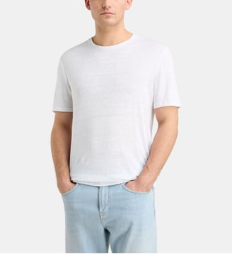 T-shirt droit uni Rishuni en lin européen™ - Galeries Lafayette - Bleu