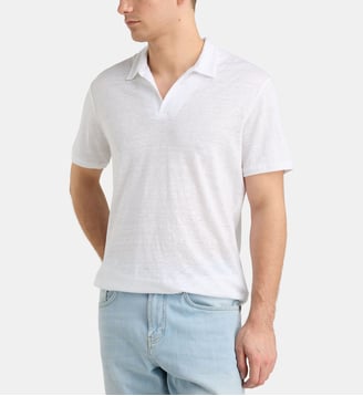 Polo droit léger Rolin en lin européen™ - Galeries Lafayette - Blanc