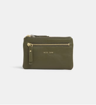 Porte-monnaie Alyn en cuir - Galeries Lafayette - Vert kaki