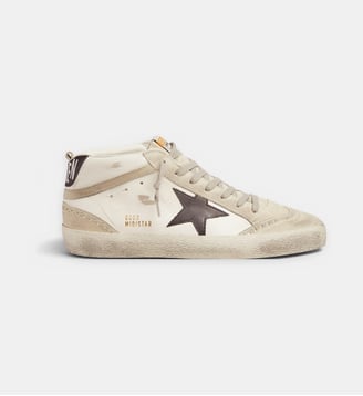 Baskets montantes Mid Star en cuir - Golden Goose - Blanc et gris