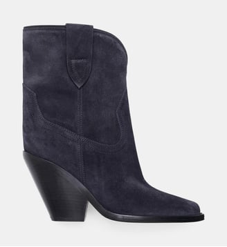 Bottes Leyane en cuir velours - Isabel Marant - Noir bleu foncé