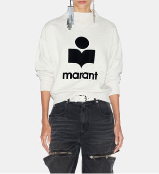 Sweat droit Moby signature coton mélangé - Isabel Marant - Écru