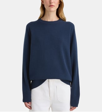 Pull droit Unisex cachemire  - Galeries Lafayette - Bleu marine