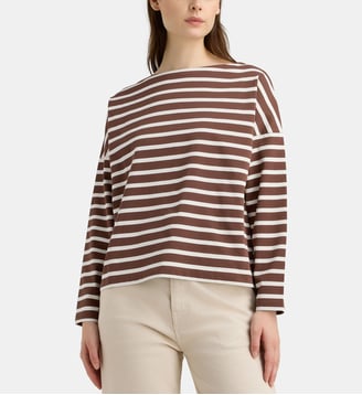 T-shirt marinière Audierne en coton bio - Galeries Lafayette - Marron et écru