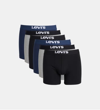Lot 6 boxers high comfort coton stretch organique - Levi's - Bleu et gris