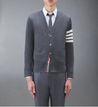 Cardigan en laine mérinos - THOM BROWNE - Dark grey
