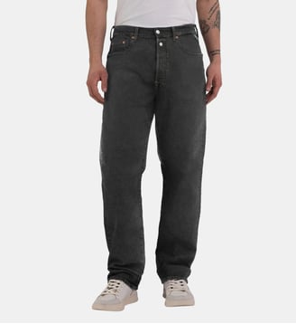 Jean 901 droit coton stretch délavé - Replay - Noir