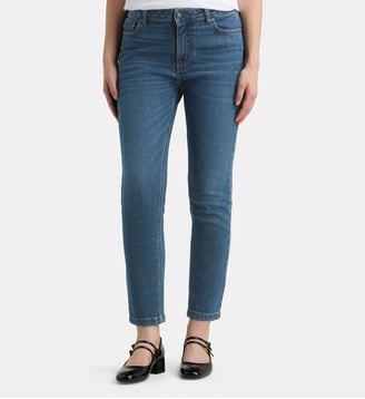 Jean court Slim New coton bio - Galeries Lafayette - Bleu moyen