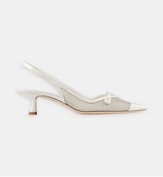 Escarpins Amita 45 cuir et résille - Jimmy Choo - Blanc