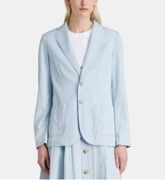 Veste blazer cintrée Pitch coton denim délavé - Polo Ralph Lauren - Bleu ciel