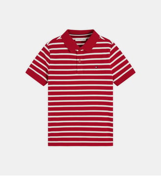 Polo droit flag en coton piqué - Tommy Hilfiger - Rouge et blanc