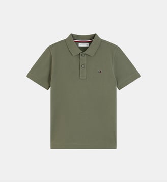 Polo droit flag en coton piqué - Tommy Hilfiger - Vert foncé