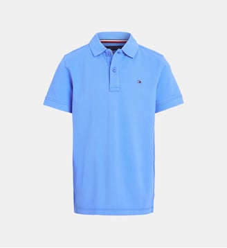 Polo droit flag en coton piqué - Tommy Hilfiger - Bleu