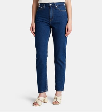 Jean slim droit taille haute denim - Calvin Klein - Bleu brut