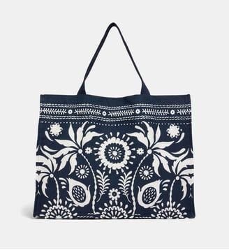 Grand sac cabas Suzie coton bio - Galeries Lafayette - Bleu marine