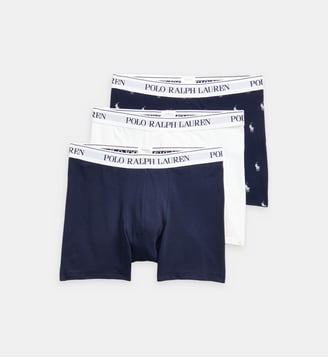 Lot de 3 boxers signature en coton - Polo Ralph Lauren - Bleu et blanc