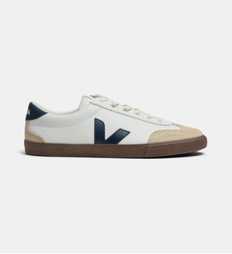 Tennis basses Volley O.T. cuir - Veja - Blanc et bleu