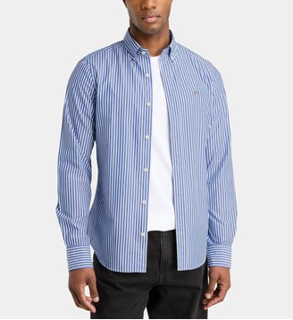 Chemise rayée en popeline de coton - Gant - Bleu