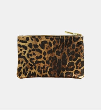 Pochette en cuir zippée - Les Cléias - Léopard