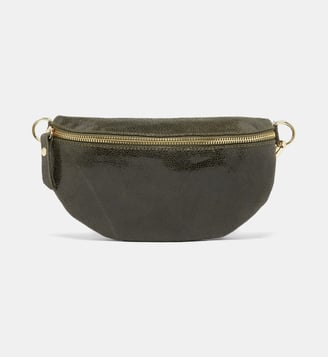 Sac banane zippé cuir grainé brillant - Les Cléias - Vert foncé