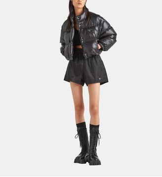 Doudoune courte matelassée convertible en Re-Nylon - Prada - Noir