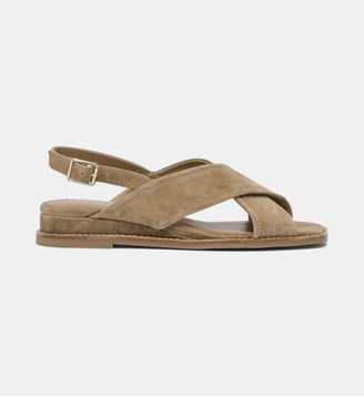 Sandales plates Genny en cuir - Bocage - Taupe