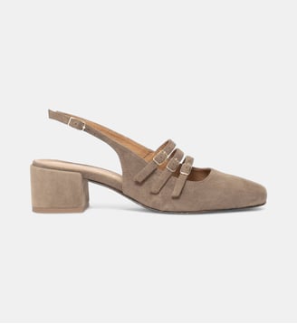 Escarpins sling back Demi en cuir - Bocage - Gris