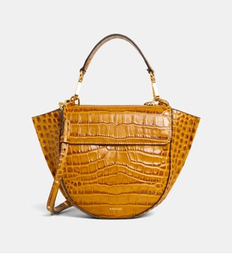 Mini Sac à main demi lune Hortensia cuir - Wandler - Camel doré