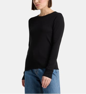 T-shirt droit manches longues en coton - Petit Bateau - Black