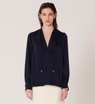 Blouse Zapa En Soie - Taille 40, Couleur Noir/gris, Occasion Très Bon état