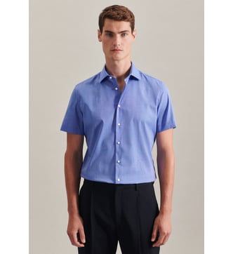 Seidensticker - Chemise Homme Manches Courtes 100% Coton - Coupe Droite, Infroissable