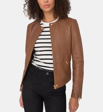 Veste En Cuir Marron Pour Femme, Marque Live A Little, Taille S, Très Bon état