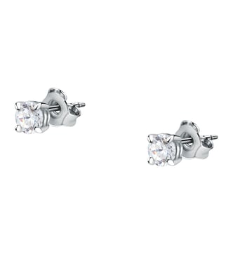 Boucles D'oreilles En Argent 925 Et Zircons – Clous Transparents – Réf.384447S