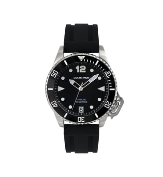 Montre Louis Pion Homme - Acier Inoxydable Et Bracelet PVC Noir - Quartz - Étanche 50m - Neuf Avec étiquettes