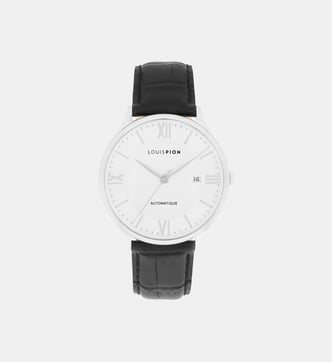 Montre Louis Pion Homme - Acier Inoxydable Et Bracelet PVC Noir - Quartz - Étanche 50m - Neuf Avec étiquettes