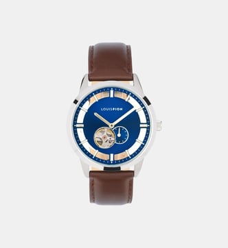 Montre Chronographe Sport Louis Pion - Boîtier 45mm Acier, Cadran Noir/bleu - Occasion