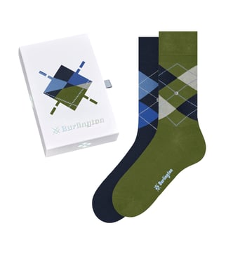 Burlington Lot 2 Paires Chaussettes Hommes Argyle Coton Motif Losanges